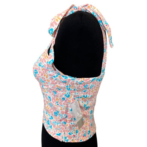 New BP. Nordstrom White Floral Bustier Tank Top Size Small Vacation Cruise - Picture 2 of 5